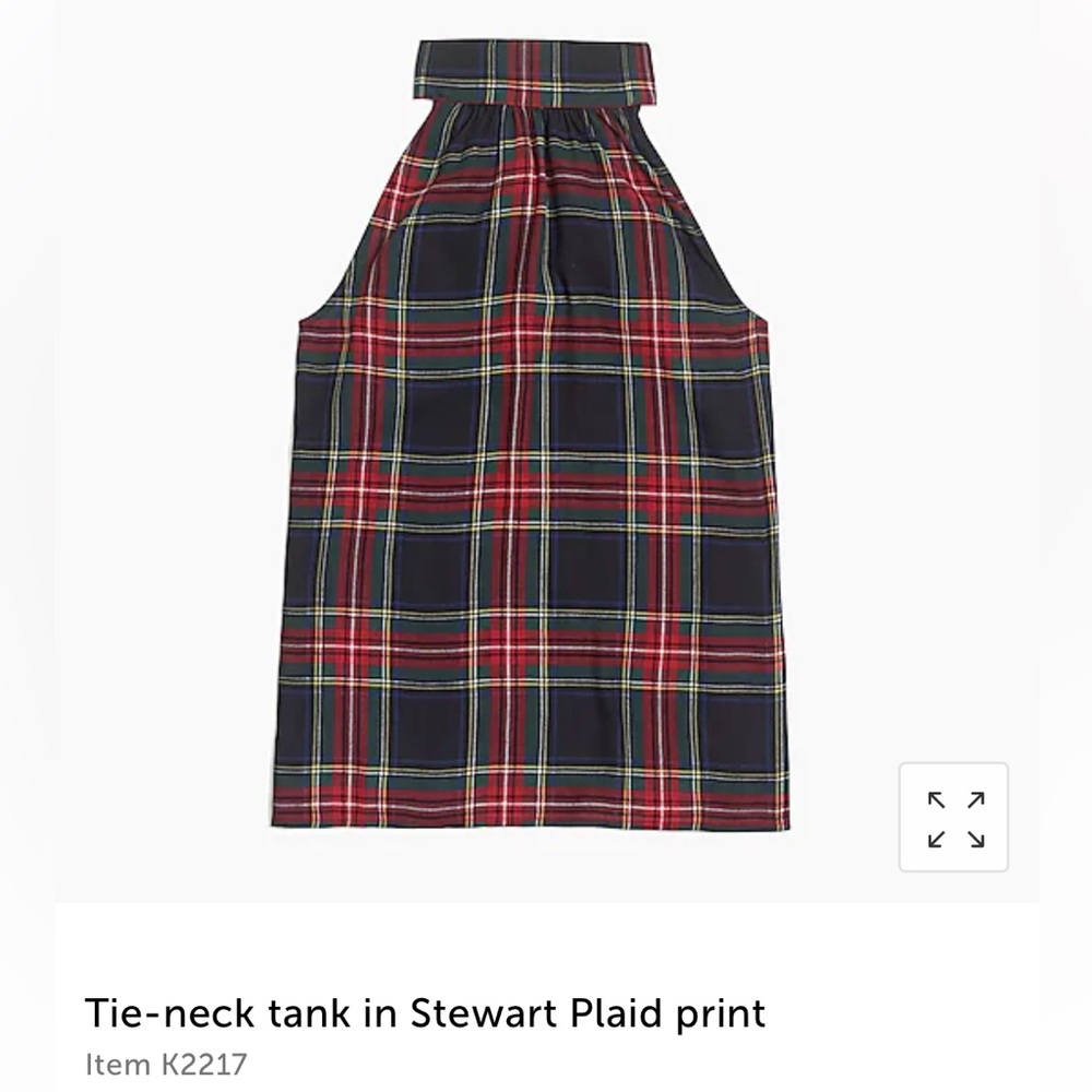 nwt jcrew tie neck tank on stewart plaid k2217